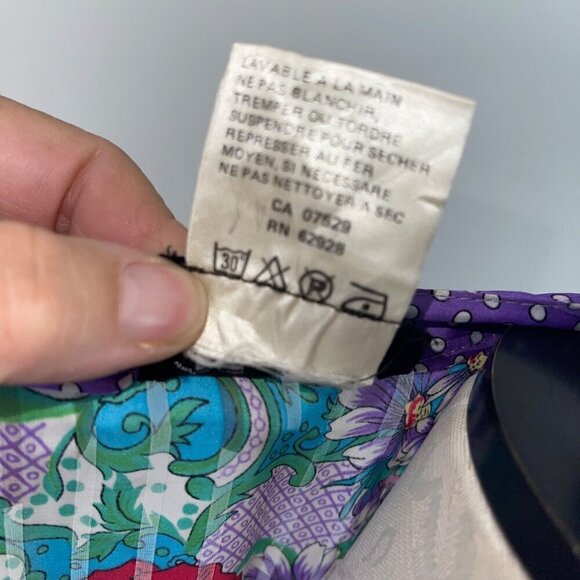 Diane Freis Vintage Womens Dress Size Medium Purple Floral Midi Elastic Waist - Picture 6 of 8